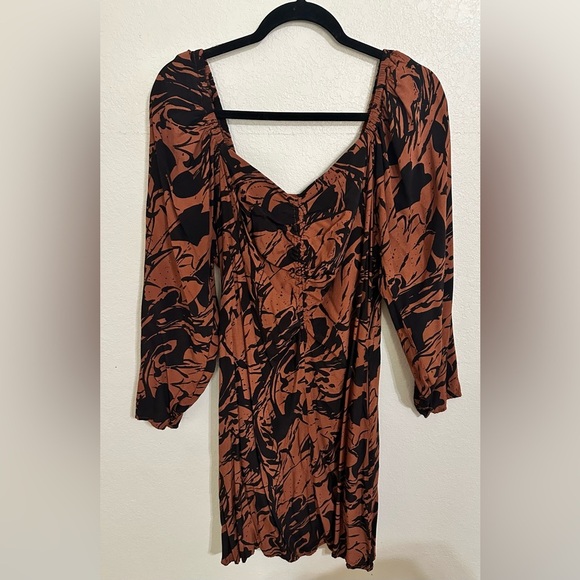 A New Day Black and Brown Abstract Long Sleeve Dress - Picture 2 of 13